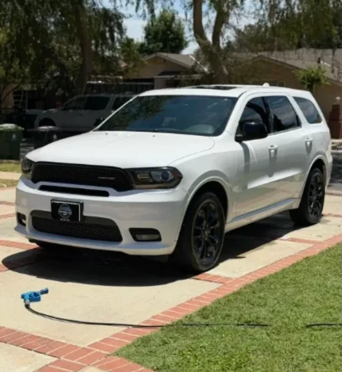 White Dodge Durango after an exterior detail