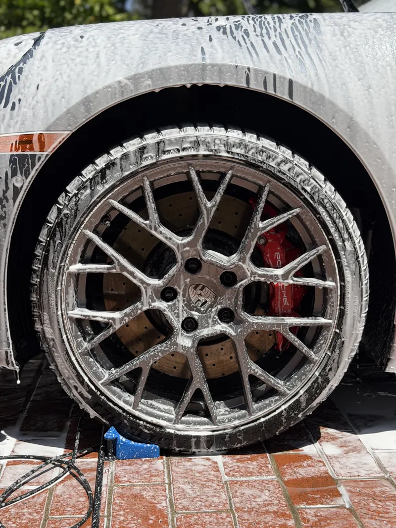 Foam on the wheels and tires first