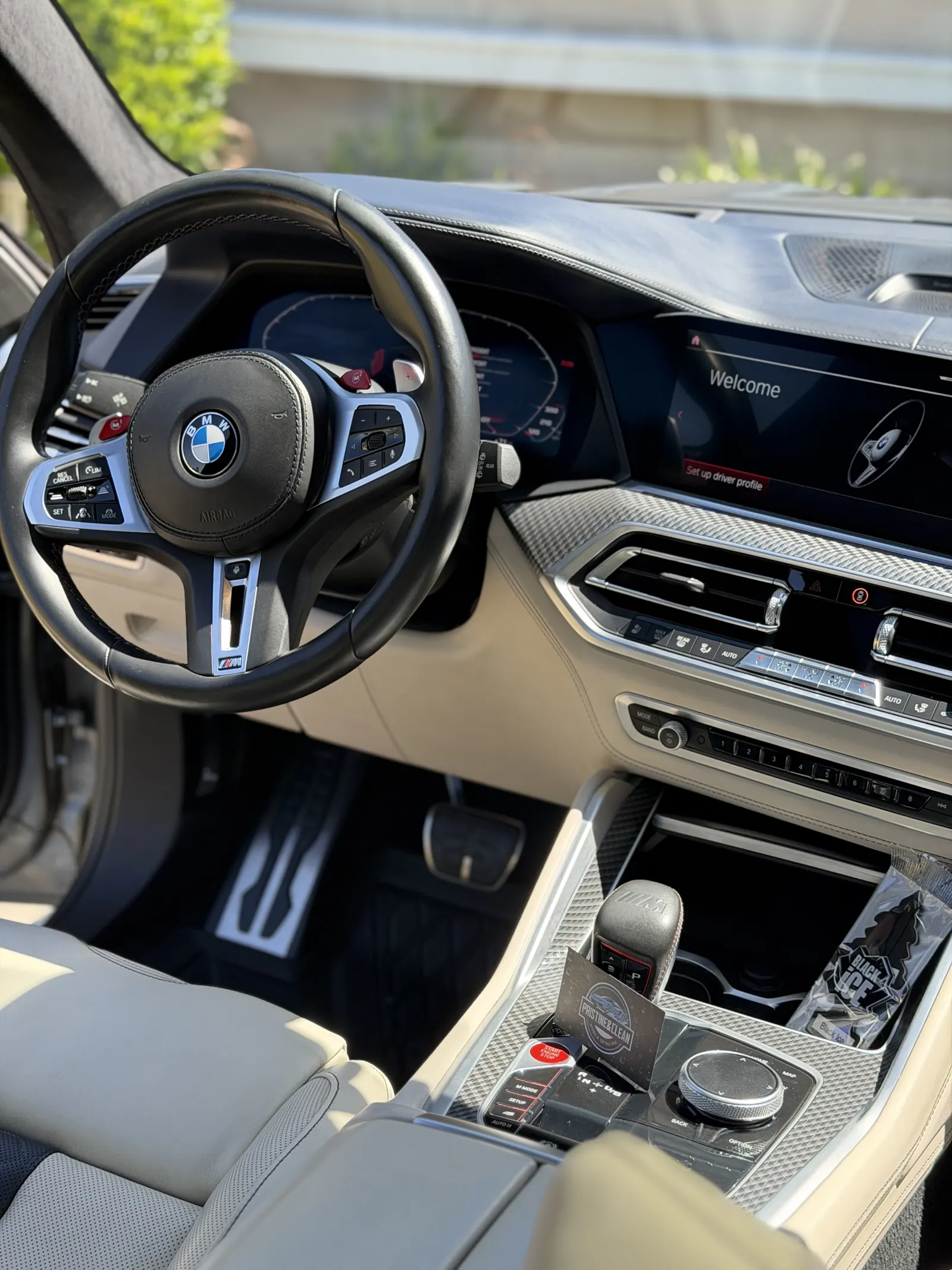 White leather BMW X5 M interior after a Platinum Interior